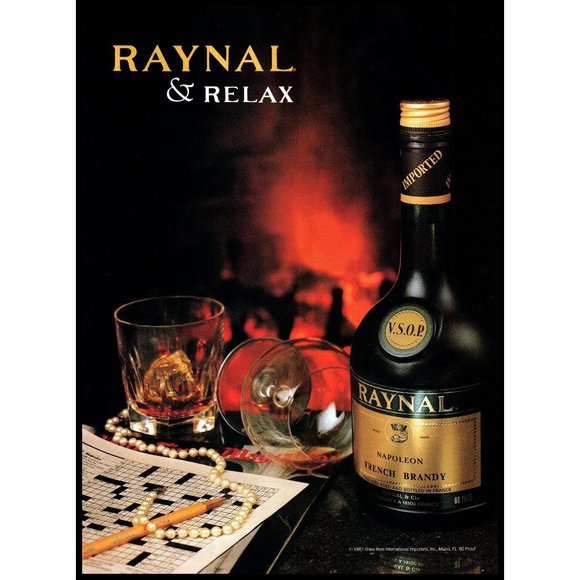 1988 Raynal French Napoleon Brandy Vintage Print Ad Fireplace Crossword Wall Art - Picture 1 of 1